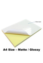 100 x A4 White Glossy Self Adhesive Sticker Paper Sheet Label Laser Print 