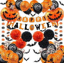 128p Black Orange Halloween Balloon Garland Arch Kit Set Bat Pumpkin Party Decor