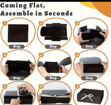 10pcs Elegant Black Gift Boxes with Ribbon (5pcs Boxes And 5pcs Black Ribbons) - Perfect for Weddings, Proposals, Birthdays, And Special Occasions - Ideal for Jewelry Display And Party Gift Boxes for Christmas, Easter, Bridesmaid Favors