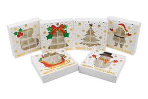 Christmas choclate candy goodie paper boxes with window Xmas party favour small gift packaging Gold stamping paper boxes