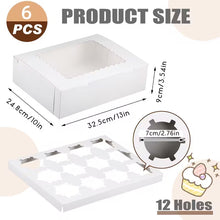 Set of 6 Cupcake Boxes That Can Accommodate 12 Standard Cupcakes, Made from -Safe Materials. These Bakery Carriers Come with Windows And Inserts, Suitable for Cupcakes, Muffins, And Pastries
