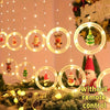 Set of Battery powdered Christmas LED Curtain Lights Featuring Charming Designs of Santa, Reindeer, Snowman, And Trees. These Glamorous String Lights Made of Plastic Are Perfect for Indoor Decoration in Homes, Bedrooms, And Parties