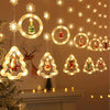 Set of Battery powdered Christmas LED Curtain Lights Featuring Charming Designs of Santa, Reindeer, Snowman, And Trees. These Glamorous String Lights Made of Plastic Are Perfect for Indoor Decoration in Homes, Bedrooms, And Parties