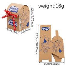 12/24pcs Christmas Kraft Paper Gift Boxes with Red Snowflake Ribbon, 4 Styles Merry Christmas Printed Mini Favor Boxes, Small Holiday Packaging Boxes for Christmas Eve Party Decor And Gift Giving