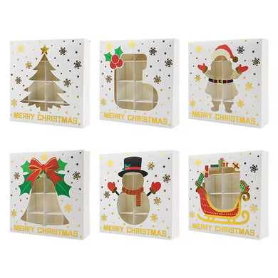 Christmas choclate candy goodie paper boxes with window Xmas party favour small gift packaging Gold stamping paper boxes - Santas Workshop Direct 