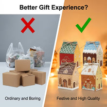 Gift For Her/Him 12/24pcs Christmas Gingerbread House Treat Boxes, 4pcs Assorted Designs House Gift Boxes with Jute String, Perfect for Christmas Party Favors, Gift Swap, Holiday Gift Giving, Classroom Treats