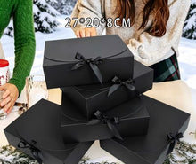 10pcs Elegant Black Gift Boxes with Ribbon (5pcs Boxes And 5pcs Black Ribbons) - Perfect for Weddings, Proposals, Birthdays, And Special Occasions - Ideal for Jewelry Display And Party Gift Boxes for Christmas, Easter, Bridesmaid Favors