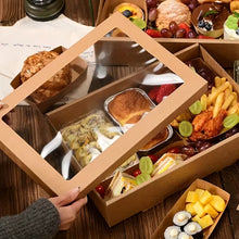 3 Sets Kraft Paper Picnic Boxes – Disposable Food & Bakery Takeaway Containers | Portable Lunch, Dessert, Cake & Picnic Packaging