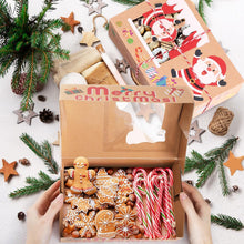 4pcs Large Sturdy Kraft Paper Christmas Gift Boxes with Rop Closure - Santa House-Shaped Lid, Foldable Party Favor Packaging for Candy,, Holiday Decorations - New Year & Xmas Party Supplies