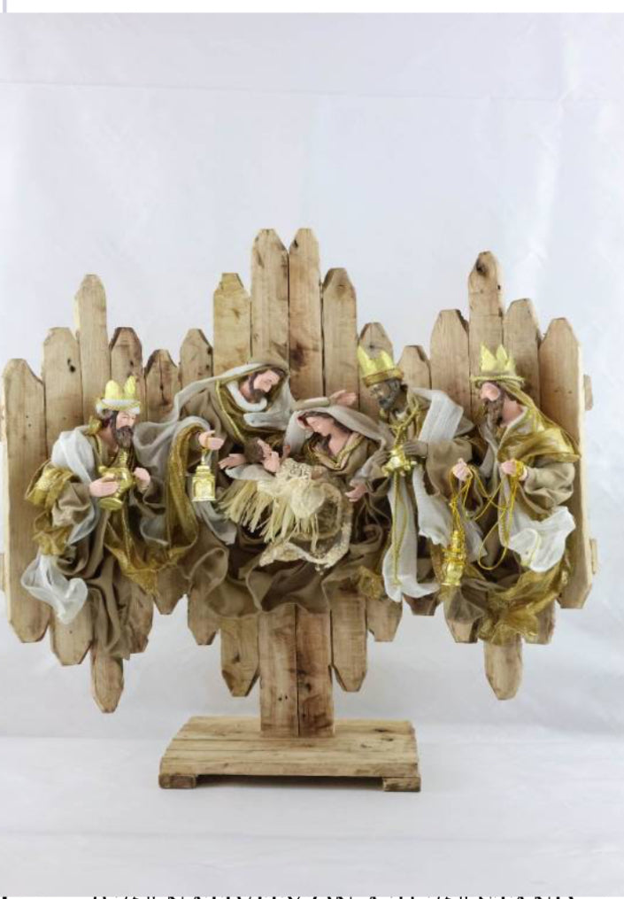 9.75”(25cm) Nativity on a stand 21.75”(55cm) - Santas Workshop Direct 