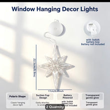 PRE ORDER 2pcs, Polaris Suction cup String Lights, Christmas Decorations, Indoor, Battery Operated, Christmas Lights,Curtain Lights, Fall, winter, Bedroom Decor, Christmas Wedding, Xmas, New Year(Batteries not included)