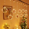 Set of Battery powdered Christmas LED Curtain Lights Featuring Charming Designs of Santa, Reindeer, Snowman, And Trees. These Glamorous String Lights Made of Plastic Are Perfect for Indoor Decoration in Homes, Bedrooms, And Parties