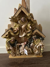 8"(20 cm) Religious Holy Family with Angel on stable 17.5"( 45 cm approx)
