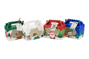Christmas gift goodie packaging paper boxes with clear window Xmas party favour candy treat - Santas Workshop Direct 
