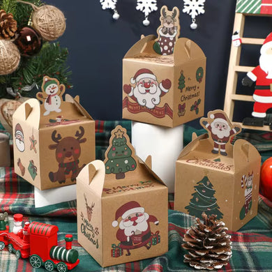 Merry Christmas Candy Treat Cookie Kraft Paper boxes Christmas Gift packaging Paper Boxes for Holiday decoration Supplies - Santas Workshop Direct 