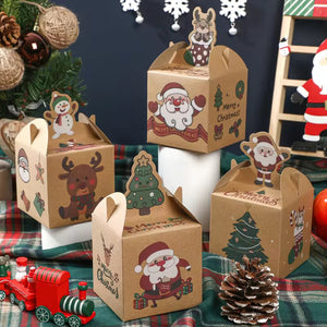 Merry Christmas Candy Treat Cookie Kraft Paper boxes Christmas Gift packaging Paper Boxes for Holiday decoration Supplies - Santas Workshop Direct 