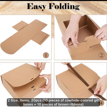 Kraft  Bakery cookie  box with ribbon 10pc  (11 x 11x 5 cm)