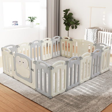 Baby Playpen 16 Panels Foldable Toddler Fence Safety Play Activity Centre - Santas Workshop Direct 