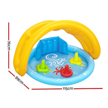 Kids Pool 115x89x76cm Inflatable Play Swimming Pools w/ Canopy 31L - Santas Workshop Direct 