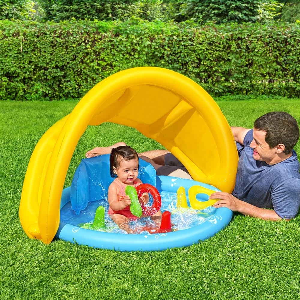 Kids Pool 115x89x76cm Inflatable Play Swimming Pools w/ Canopy 31L - Santas Workshop Direct 