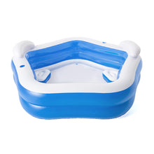 Kids Inflatable Pool Above Ground Pools Seat Cushions Cup Holder 213x206cm - Santas Workshop Direct 