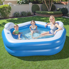 Kids Inflatable Pool Above Ground Pools Seat Cushions Cup Holder 213x206cm - Santas Workshop Direct 