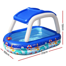 Kids Pool 213x155x132cm Inflatable Swimming w/ Canopy Play Pools 282L - Santas Workshop Direct 