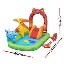 Kids Inflatable Play Splash Pool with Slide Ball Tossing Toys 242x140cm - Santas Workshop Direct 