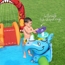 Kids Inflatable Play Splash Pool with Slide Ball Tossing Toys 242x140cm - Santas Workshop Direct 