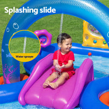 Kids Inflatable Play Splash Pool with Slide Ball Tossing Toys Coral Basket - Santas Workshop Direct 