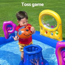 Kids Inflatable Play Splash Pool with Slide Ball Tossing Toys Coral Basket - Santas Workshop Direct 