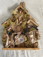 8"(20 cm) Religious Holy Family with Angel on stable 17.5"( 45 cm approx)