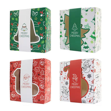 Christmas Bakery cookie candy paper boxes with window Xmas Party favour gift treat packaing boxes - Santas Workshop Direct 