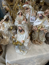 Gold white Holy Family in Gazebo height 45 cm Religious Christmas Holy Family WITH 3 WISE MEN - Santas Workshop Direct