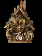 8"(20 cm) Religious Holy Family with Angel on stable 17.5"( 45 cm approx)