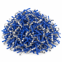 60g Royal Blue & Silver Metallic Shredded Paper – Gift Box, Sports, Graduation and Celebration Hamper Filler
