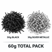 60g Black & Silver Metallic Shredded Paper – Men’s Gift Box, Corporate Hamper and Birthday Basket Filler