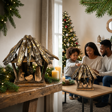 Christmas Nativity Set 27cm – Holy Family in Rustic Driftwood Design, Religious Christian Home Decor & Holiday Display