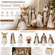 ⭐ Christmas Religious Handmade Nativity Set – Beige & White Holy Family (15.5"), Three Kings (16") & 45cm Angel, Christian Christmas Decor ⭐