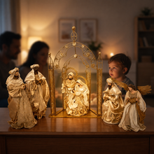 Christmas Religious Handmade Nativity Set with 36cm Holy Family, Gazebo (65cm), 3 Wise Men (40cm) and Angel (40cm)