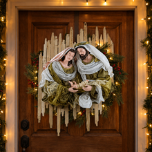 Handmade Christmas Nativity Wreath 78cm – Holy Family Religious Wall Decor, Christian Christmas Door & Home Decoration