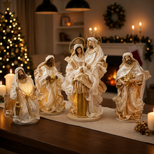 14.75" (38CM) Handmade Christmas Nativity Set – Holy Family & 3 Wise Men Figurines, Religious Christian Home Decor, Nativity Scene Holiday Gifts