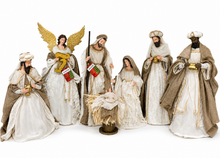 ⭐ Christmas Religious Handmade Nativity Set – Beige & White Holy Family (15.5"), Three Kings (16") & 45cm Angel, Christian Christmas Decor ⭐