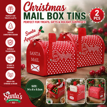 2PCS Christmas Mail Box Storage Tins – Christmas Letter Box Containers (14×8×9.5cm) for Holiday Treats & Gifts