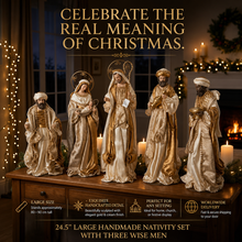 24.5” Large Christmas Religious Handmade Nativity Set with Three Wise Men (65cm approx)