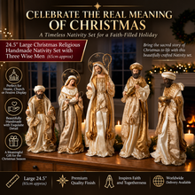 24.5” Large Christmas Religious Handmade Nativity Set with Three Wise Men (65cm approx)