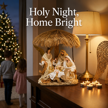 ⭐ 10.5" Christmas Religious Holy Family & Angel in Stable – 40cm One-Piece Nativity Scene, Christian Christmas Decoration ⭐