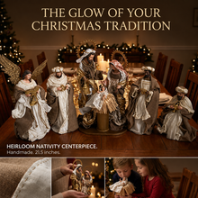 21.5" Christmas Religious Handmade Nativity Set with Holy Family, 3 Wise Men (45 cm), and Angel (40 cm)