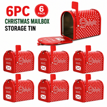 6pcs Christmas Mailbox Shaped Storage Tin, Mini Compact Iron Box, Large Capacity Cute Printed Holiday Decor, for Candy/Cookie Storage Gift Box
