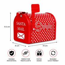 1PC Santa Mail Box Storage Tin – Christmas Letter Box Containers (14×8×9.5cm) for Holiday Treats & Gifts